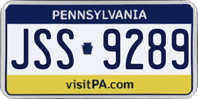 PA license plate JSS9289