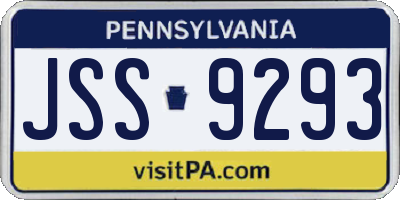 PA license plate JSS9293
