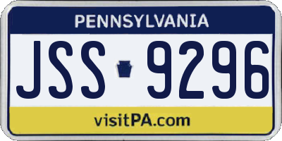 PA license plate JSS9296