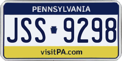 PA license plate JSS9298