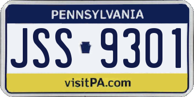 PA license plate JSS9301