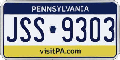 PA license plate JSS9303