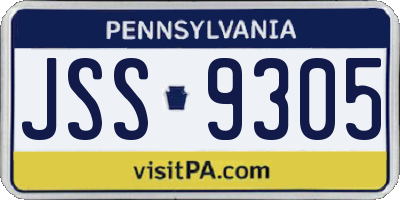 PA license plate JSS9305