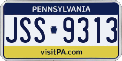 PA license plate JSS9313