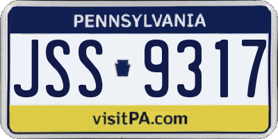 PA license plate JSS9317