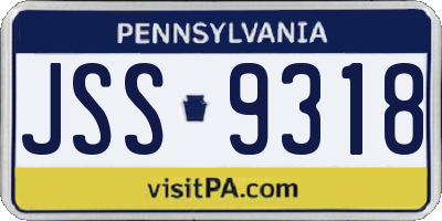 PA license plate JSS9318