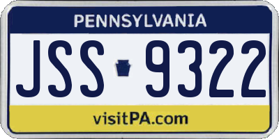 PA license plate JSS9322