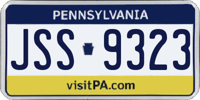 PA license plate JSS9323