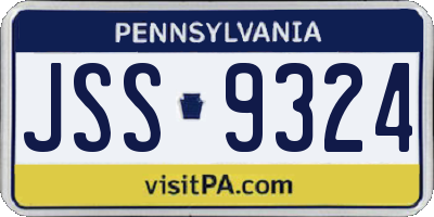 PA license plate JSS9324