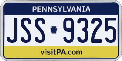 PA license plate JSS9325