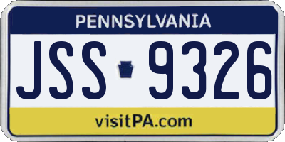 PA license plate JSS9326