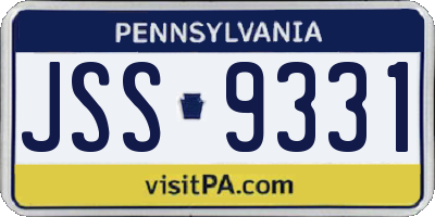 PA license plate JSS9331