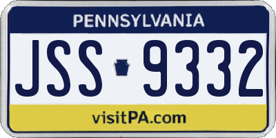 PA license plate JSS9332