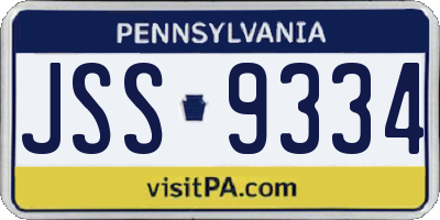 PA license plate JSS9334