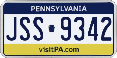 PA license plate JSS9342