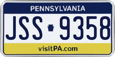 PA license plate JSS9358