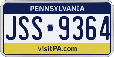 PA license plate JSS9364