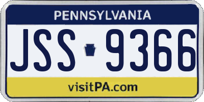 PA license plate JSS9366