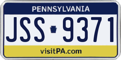 PA license plate JSS9371