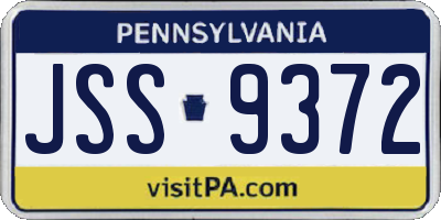 PA license plate JSS9372