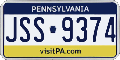 PA license plate JSS9374