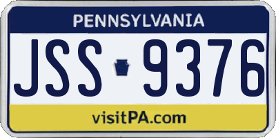 PA license plate JSS9376
