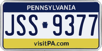 PA license plate JSS9377