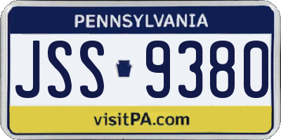 PA license plate JSS9380