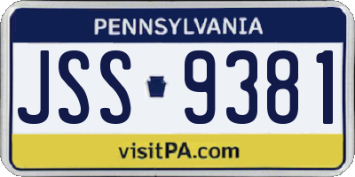 PA license plate JSS9381