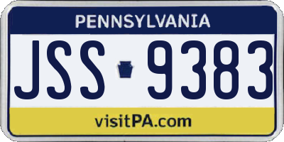 PA license plate JSS9383
