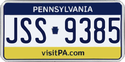 PA license plate JSS9385