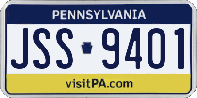PA license plate JSS9401