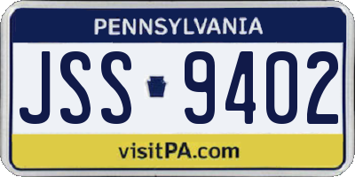 PA license plate JSS9402