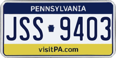 PA license plate JSS9403