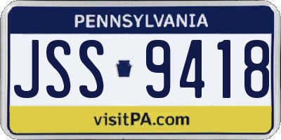 PA license plate JSS9418