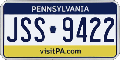 PA license plate JSS9422