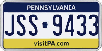 PA license plate JSS9433