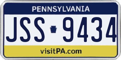 PA license plate JSS9434