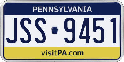 PA license plate JSS9451