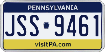 PA license plate JSS9461