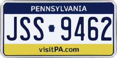 PA license plate JSS9462