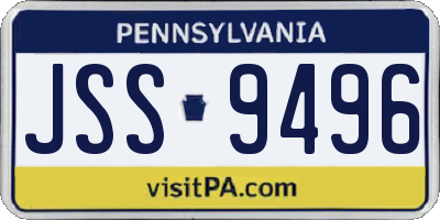 PA license plate JSS9496