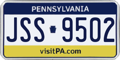 PA license plate JSS9502