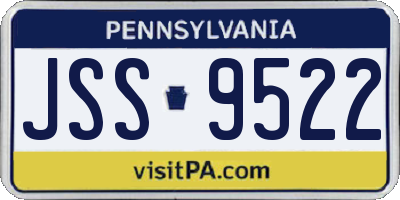 PA license plate JSS9522