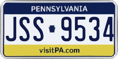 PA license plate JSS9534