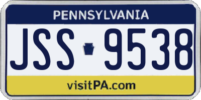 PA license plate JSS9538