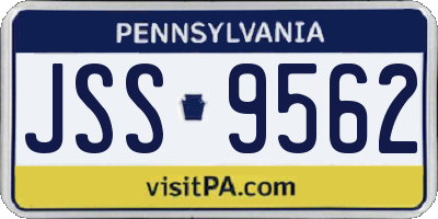 PA license plate JSS9562