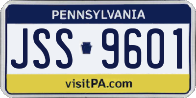 PA license plate JSS9601