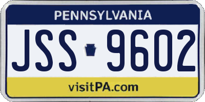 PA license plate JSS9602