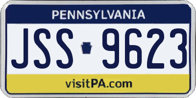 PA license plate JSS9623